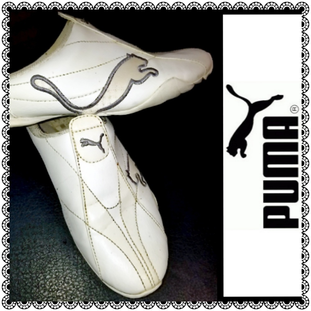 {Puma} white slip-on sneakers/clogs/mules, sz 8.5